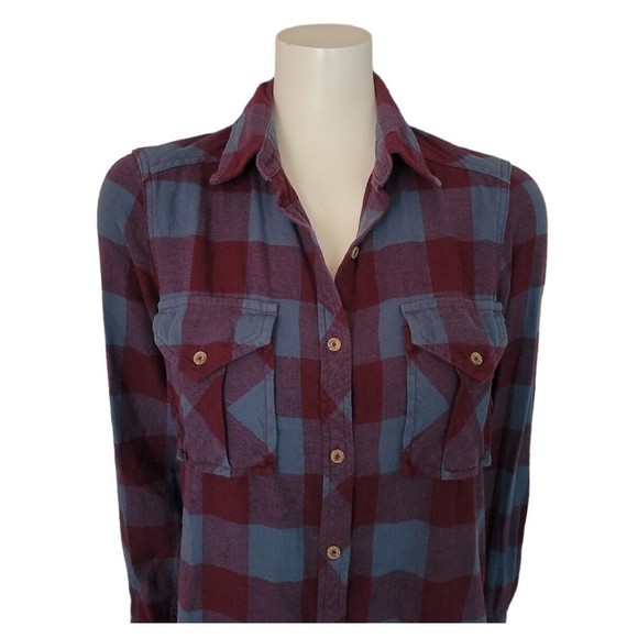 Aritzia Wilfred Free Veronika Plaid Flannel Button Down Dress Shirt Tunic XXS - Picture 3 of 12